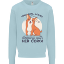 Sleeping With Her Corgi Funny Mens Sweatshirt Jumper Light Blue