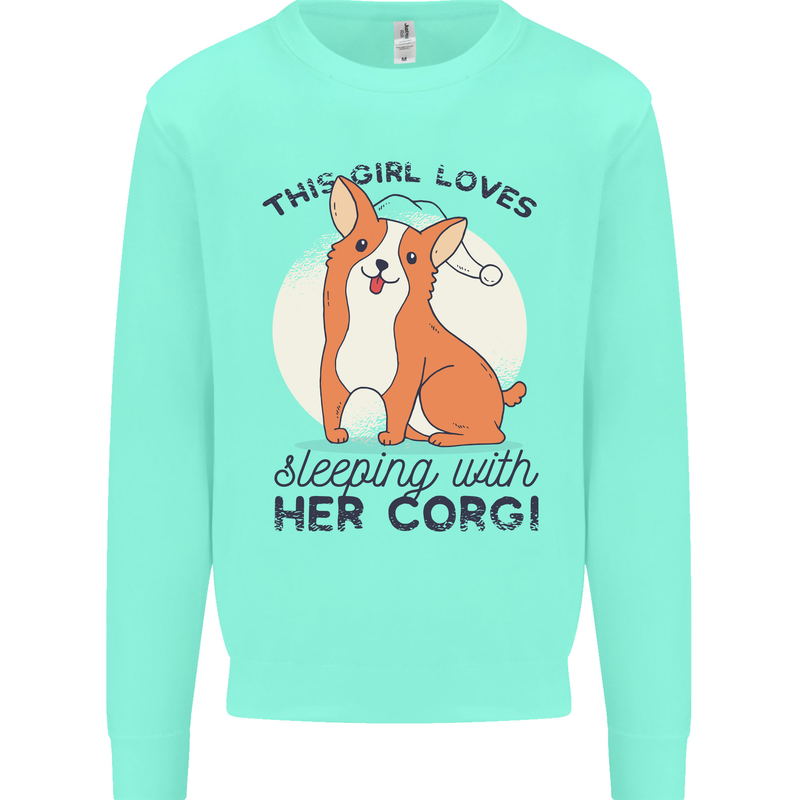 Sleeping With Her Corgi Funny Mens Sweatshirt Jumper Peppermint