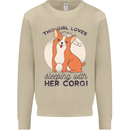 Sleeping With Her Corgi Funny Mens Sweatshirt Jumper Sand