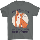 Sleeping With Her Corgi Funny Mens T-Shirt Cotton Gildan Charcoal