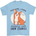 Sleeping With Her Corgi Funny Mens T-Shirt Cotton Gildan Light Blue