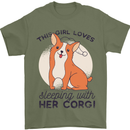 Sleeping With Her Corgi Funny Mens T-Shirt Cotton Gildan Military Green