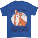 Sleeping With Her Corgi Funny Mens T-Shirt Cotton Gildan Royal Blue