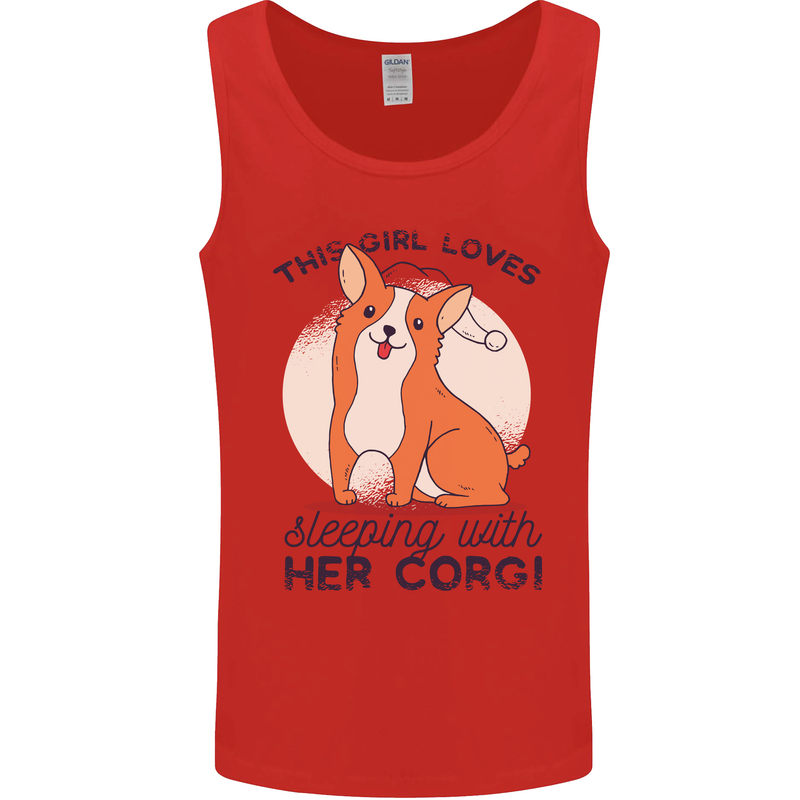 Sleeping With Her Corgi Funny Mens Vest Tank Top Red