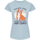 Sleeping With Her Corgi Funny Womens Petite Cut T-Shirt Light Blue