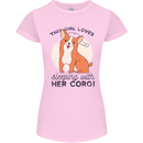 Sleeping With Her Corgi Funny Womens Petite Cut T-Shirt Light Pink