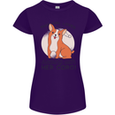 Sleeping With Her Corgi Funny Womens Petite Cut T-Shirt Purple