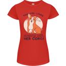 Sleeping With Her Corgi Funny Womens Petite Cut T-Shirt Red