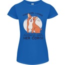 Sleeping With Her Corgi Funny Womens Petite Cut T-Shirt Royal Blue