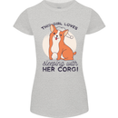 Sleeping With Her Corgi Funny Womens Petite Cut T-Shirt Sports Grey