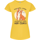 Sleeping With Her Corgi Funny Womens Petite Cut T-Shirt Yellow