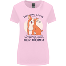 Sleeping With Her Corgi Funny Womens Wider Cut T-Shirt Light Pink