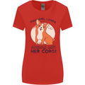 Sleeping With Her Corgi Funny Womens Wider Cut T-Shirt Red
