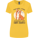 Sleeping With Her Corgi Funny Womens Wider Cut T-Shirt Yellow