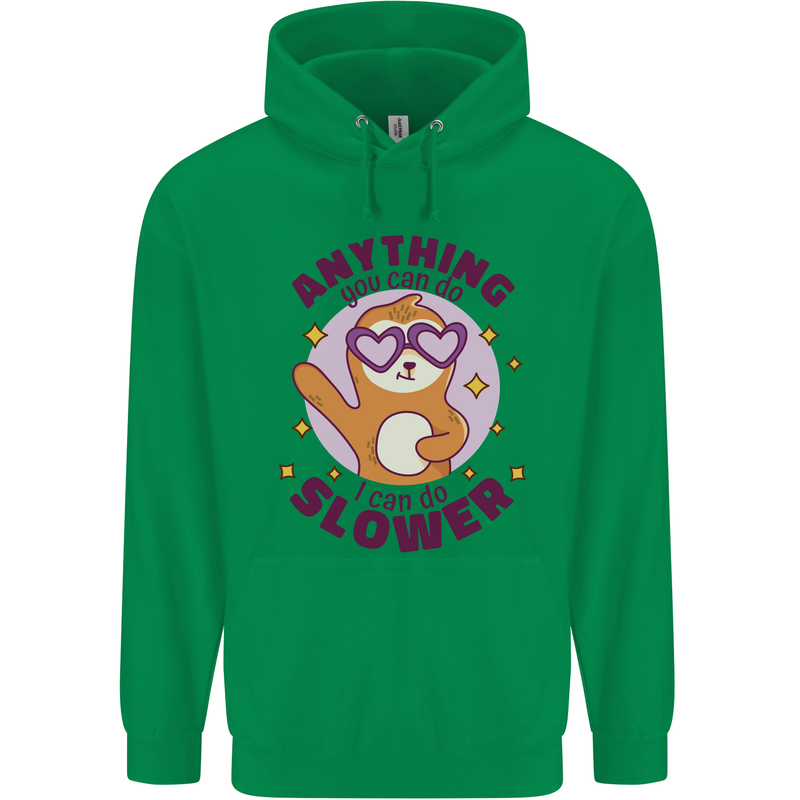 Sloth Anything I Can Do Slower Funny Childrens Kids Hoodie Irish Green