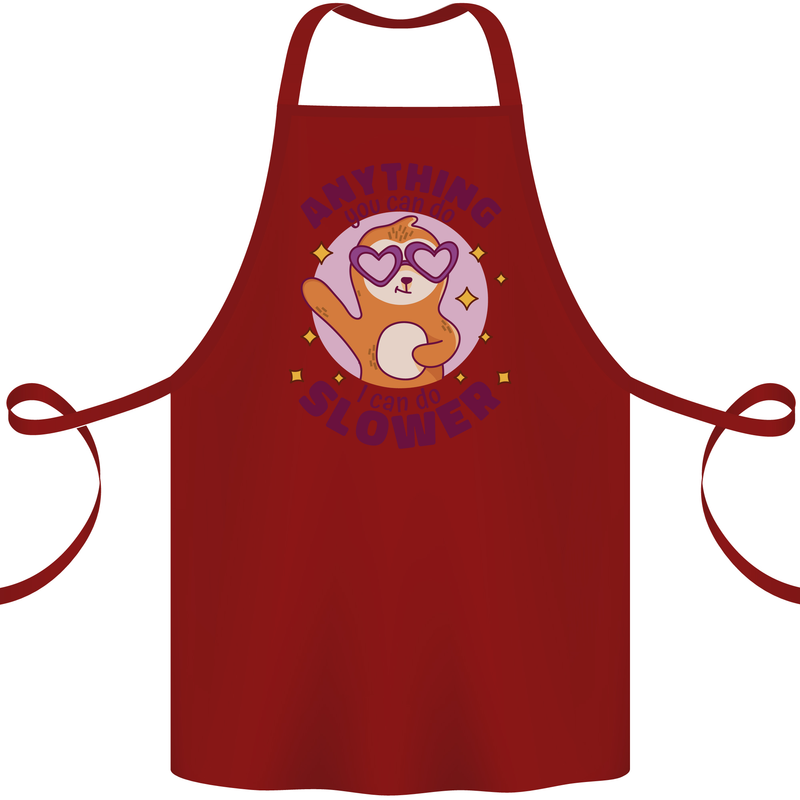 Sloth Anything I Can Do Slower Funny Cotton Apron 100% Organic Maroon