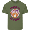 Sloth Anything I Can Do Slower Funny Mens Cotton T-Shirt Tee Top Military Green