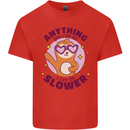 Sloth Anything I Can Do Slower Funny Mens Cotton T-Shirt Tee Top Red