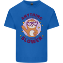 Sloth Anything I Can Do Slower Funny Mens Cotton T-Shirt Tee Top Royal Blue