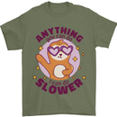 Sloth Anything I Can Do Slower Funny Mens T-Shirt Cotton Gildan Military Green