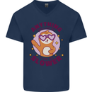 Sloth Anything I Can Do Slower Funny Mens V-Neck Cotton T-Shirt Navy Blue
