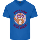 Sloth Anything I Can Do Slower Funny Mens V-Neck Cotton T-Shirt Royal Blue