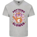 Sloth Anything I Can Do Slower Funny Mens V-Neck Cotton T-Shirt Sports Grey