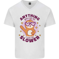 Sloth Anything I Can Do Slower Funny Mens V-Neck Cotton T-Shirt White