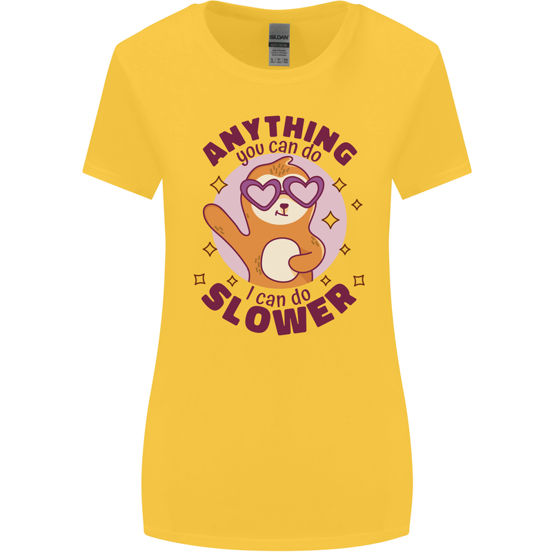 Sloth Anything I Can Do Slower Funny Womens Wider Cut T-Shirt Yellow