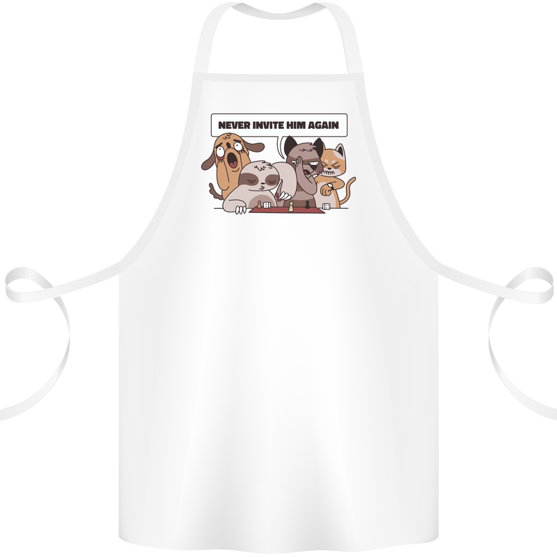 Sloth Board Games Funny Cotton Apron 100% Organic White