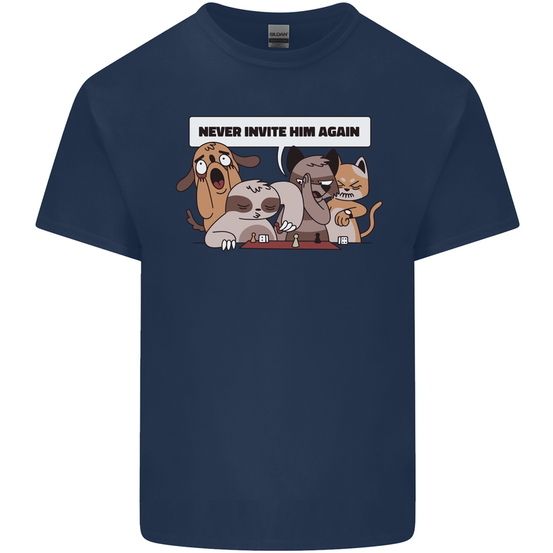 Sloth Board Games Funny Kids T-Shirt Childrens Navy Blue