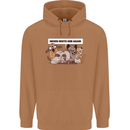Sloth Board Games Funny Mens 80% Cotton Hoodie Caramel Latte