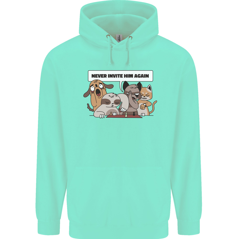 Sloth Board Games Funny Mens 80% Cotton Hoodie Peppermint