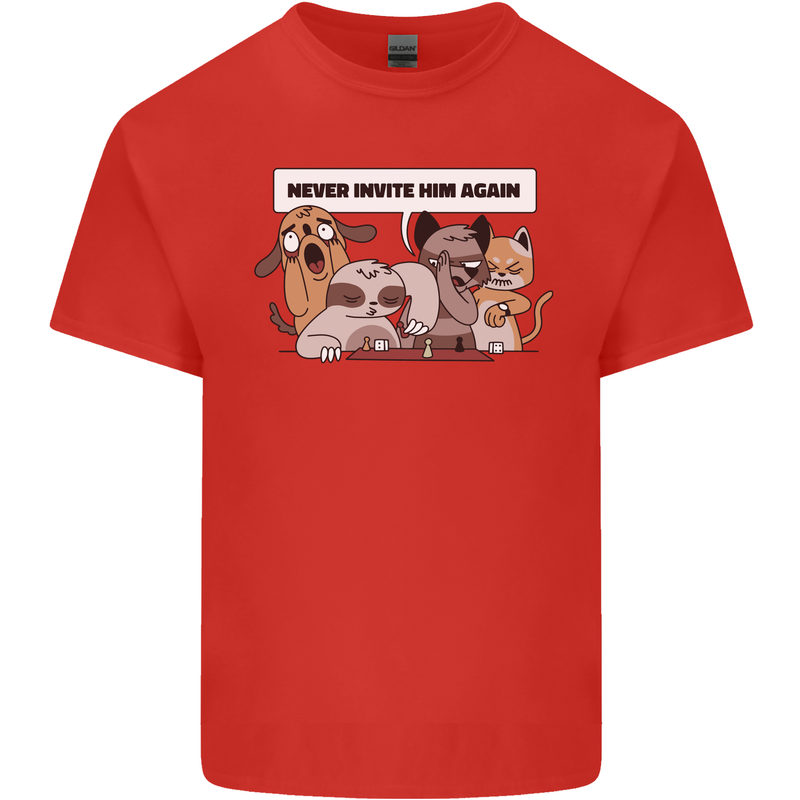 Sloth Board Games Funny Mens Cotton T-Shirt Tee Top Red