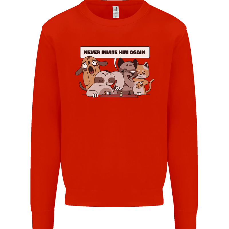 Sloth Board Games Funny Mens Sweatshirt Jumper Bright Red