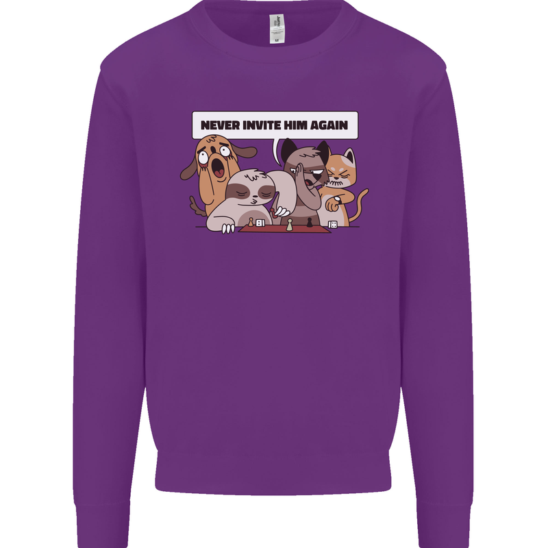 Sloth Board Games Funny Mens Sweatshirt Jumper Purple