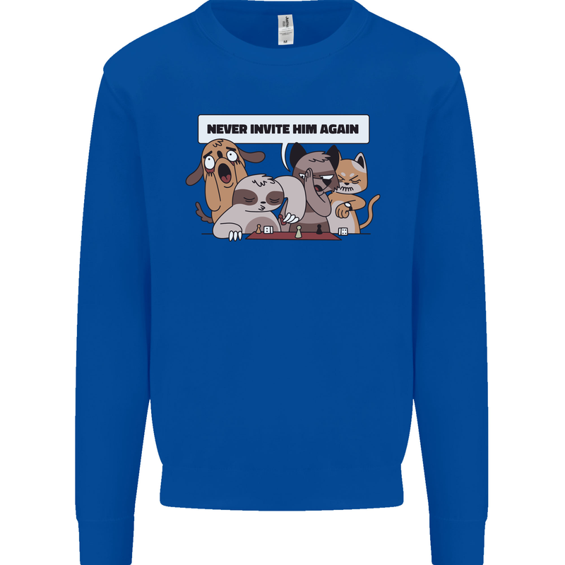 Sloth Board Games Funny Mens Sweatshirt Jumper Royal Blue