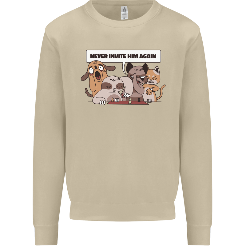Sloth Board Games Funny Mens Sweatshirt Jumper Sand