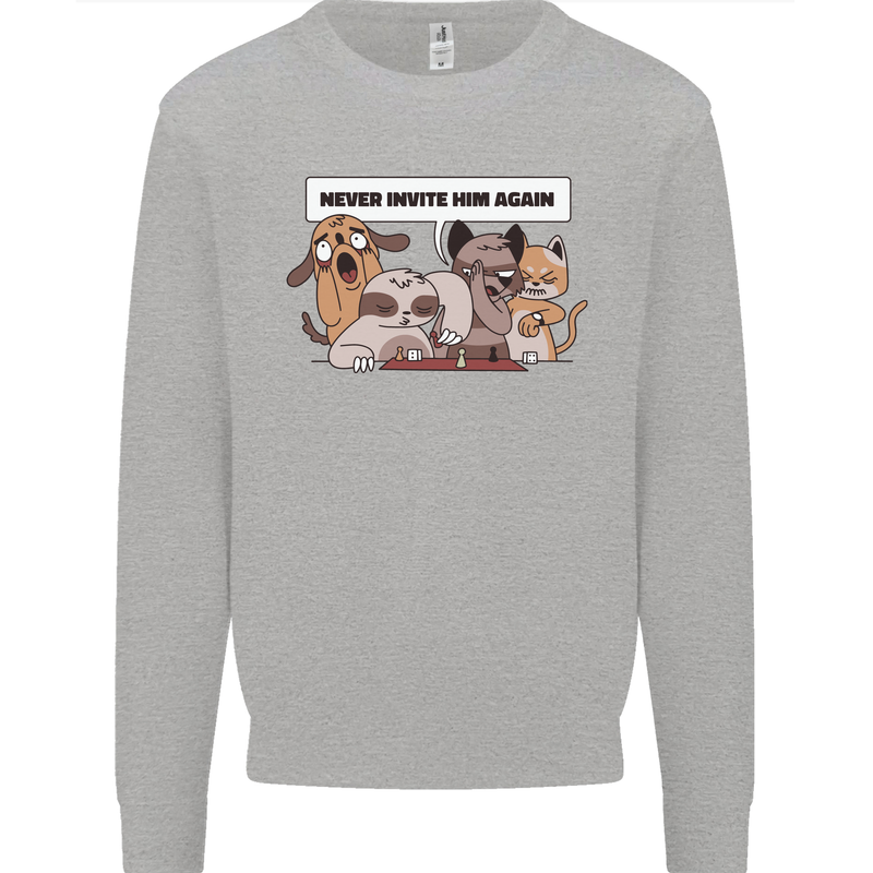 Sloth Board Games Funny Mens Sweatshirt Jumper Sports Grey