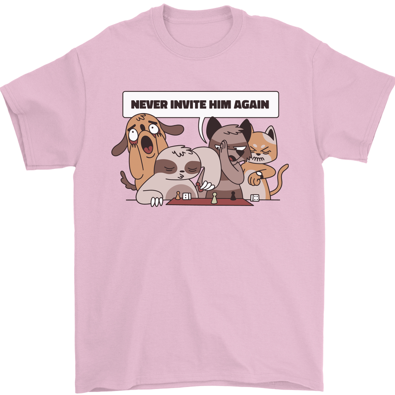 Sloth Board Games Funny Mens T-Shirt Cotton Gildan Light Pink