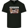 Sloth Board Games Funny Mens V-Neck Cotton T-Shirt Black