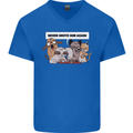 Sloth Board Games Funny Mens V-Neck Cotton T-Shirt Royal Blue
