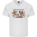 Sloth Board Games Funny Mens V-Neck Cotton T-Shirt White