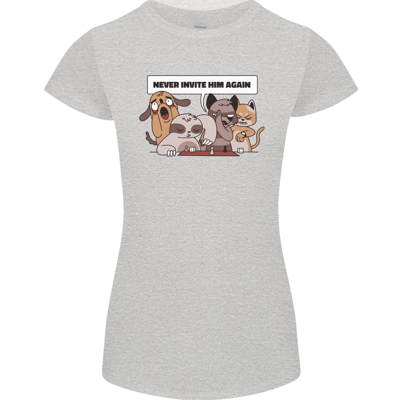 Sloth Board Games Funny Womens Petite Cut T-Shirt Sports Grey