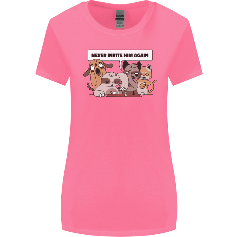 Sloth Board Games Funny Womens Wider Cut T-Shirt Azalea