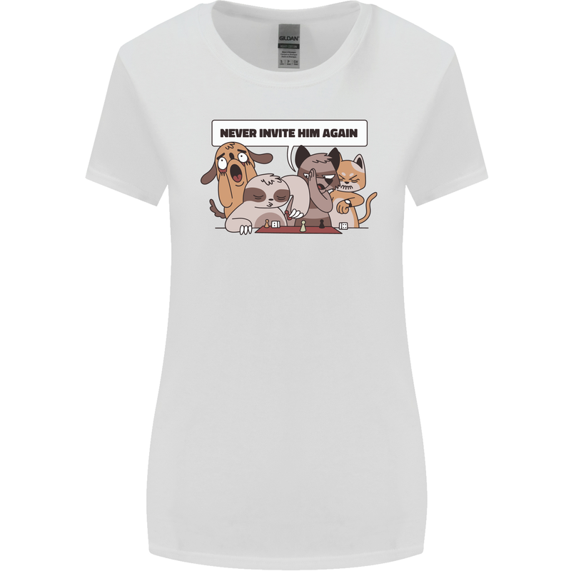 Sloth Board Games Funny Womens Wider Cut T-Shirt White
