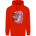 Sloth Down Policeman Funny Childrens Kids Hoodie Bright Red