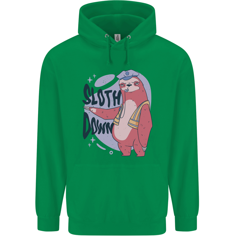 Sloth Down Policeman Funny Childrens Kids Hoodie Irish Green