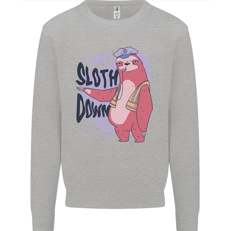 Sloth Down Policeman Funny Mens Sweatshirt Jumper Sports Grey