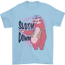 Sloth Down Policeman Funny Mens T-Shirt Cotton Gildan Light Blue